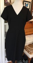 J CREW stretch Wool Dress Size 12 black G2150 V Neck Cap sleeve Career - £85.36 GBP