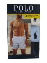 3 PACK RALPH LAUREN POLO WHITE &amp; BLUE WOVEN COTTON BOXER SHORTS SIZES: S... - $40.90