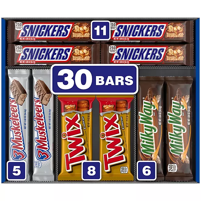 Mars Full Size Assorted Chocolate Candy Bars, 30 pk. - £24.72 GBP