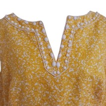 Tahari Dress Sunny Yellow &amp; White Sheath Beaded Neckline Arthur Levine S... - £14.17 GBP
