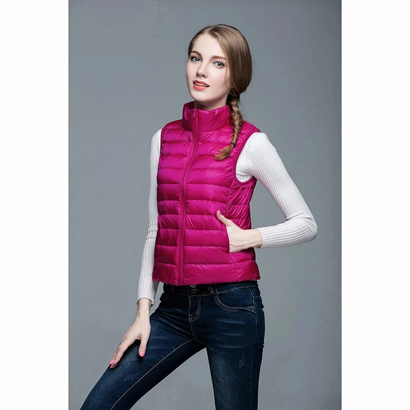 Sporting Slim Women Down Vests Spring Autumn Ultra Light Coat Sleeveless Duck Do - £34.58 GBP