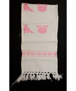 Vintage Pink Embroidered Mexican Bird Wall Hanging Table Mat 20 x 9.5&quot; - £5.68 GBP