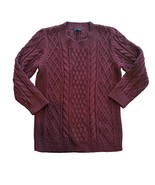 Talbots Womens Petite Cable Knit Sweater Burgundy Cotton Blend M Petite - $357.88 MXN