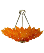 Large Sirmos Orange Fiberglass Resin Sun Art Deco Revival Chandelier - €4.296,01 EUR