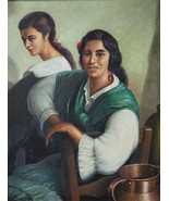 Juan Sanchez Garrido Spanish Artist 1965 Oil Painting Two Spanish Girls ... - $630.20