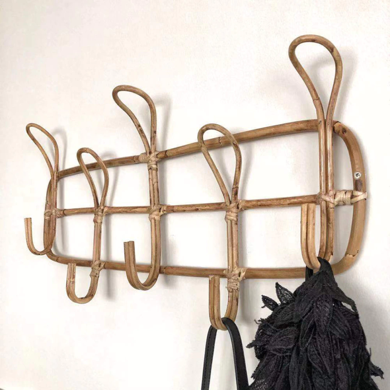 Rattan wall store coat rack