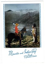 Mountie and Indian Chief near Banff in Canadian Rockies 1939 Canadian Pa... - $49.45