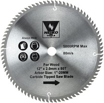 Neiko 10768A 12&quot; Carbide Chop Saw Blade, 80 Tooth With 1-Inch Arbor,, Fo... - £30.87 GBP