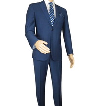 Men Suit BERLUSCONI Turkey Italian Wool 180's Single Breasted K442-12 Navy image 2