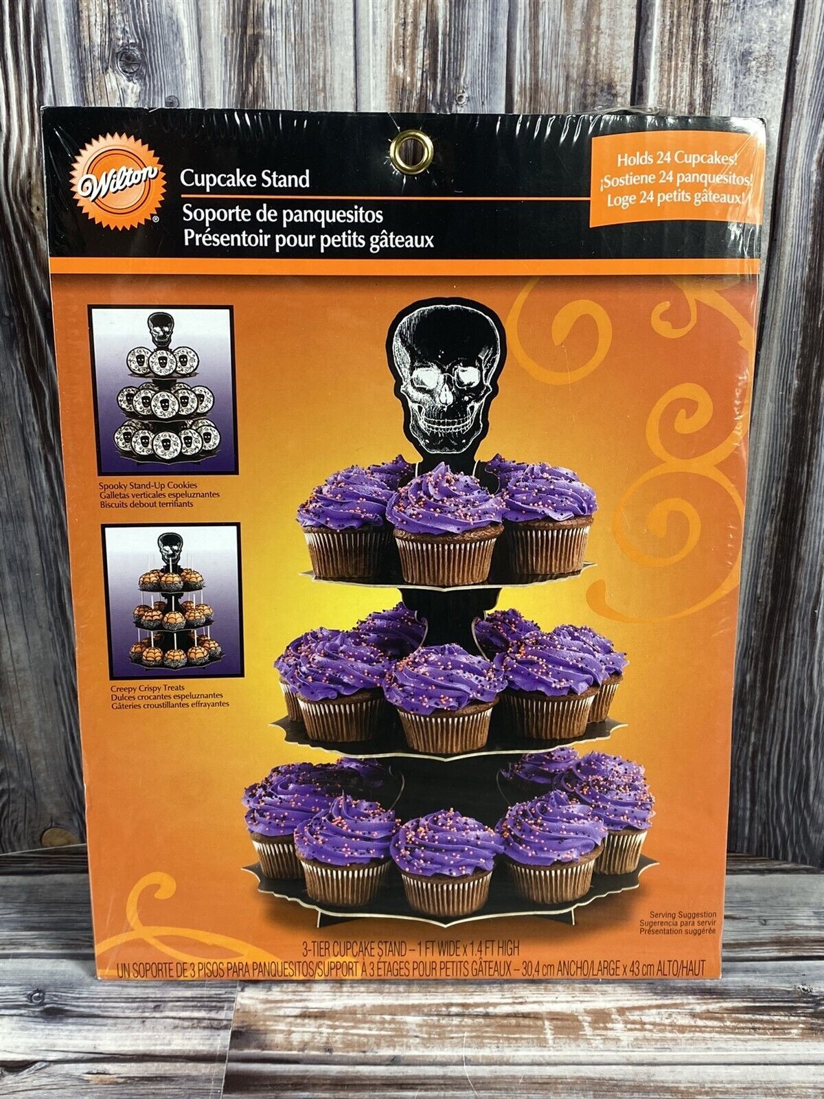 WILTON HALLOWEEN 3-TIER SKULL CUPCAKE STAND - HOLDS 24 CUPCAKES - NEW! - $7.84