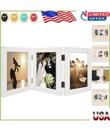 Elegant 5x7 Trifold Photo Frame - 3 Openings with Real Glass for Desktop... - $39.71 CAD