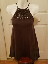 Billabong Designer Women&#39;s Dress Coverup Brown Embroidered Sleeveless Si... - $14.80