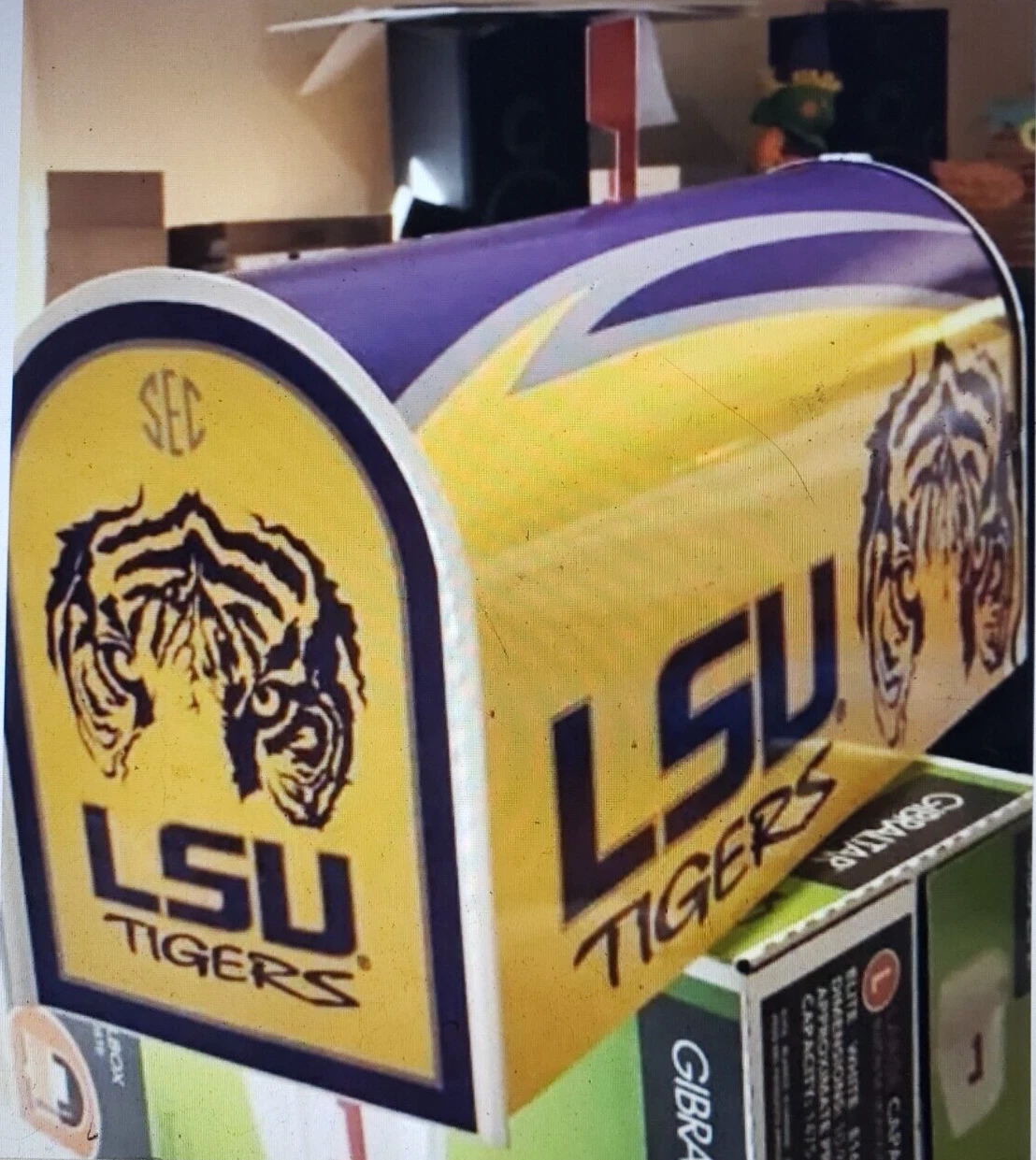 LSU Tigers Mailbox~JERSEYS~HELMETS~HATS~NO PAINT~NO FADING~COLLEGE FOOTB... - $139.00