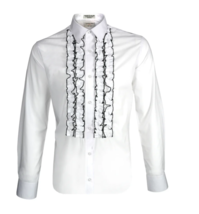 White Ruffle Slim Fit Tuxedo Shirt - £67.70 GBP