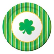 St Patrick&#39;s Day Shamrockin Stripes 9 Inch Paper Plates 8 Pack Party Tableware - £12.67 GBP