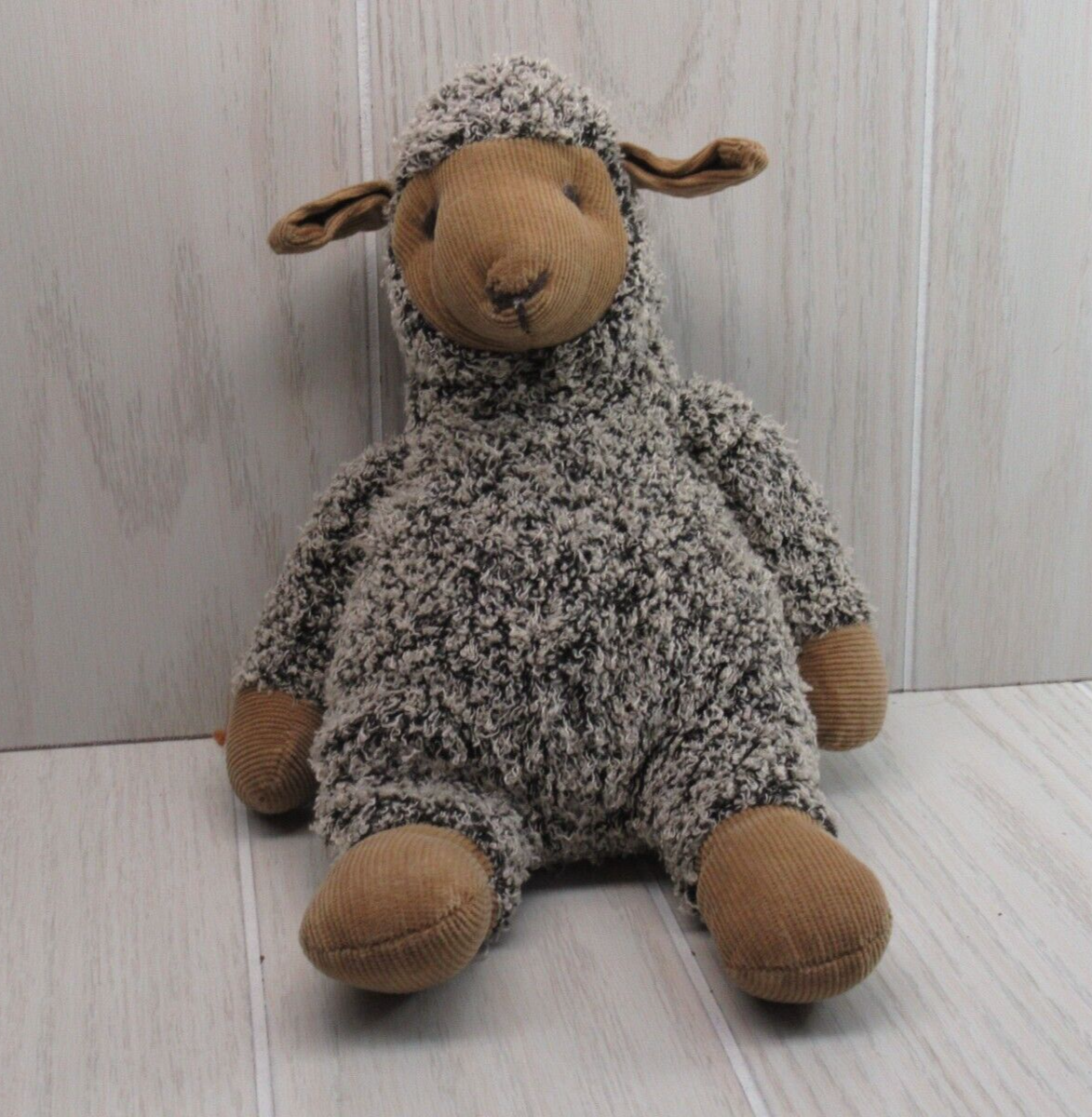 Primary image for Russ Chester Lamb Sheep Plush Black Textured Tan Brown Corduroy Feet Stuffed Toy