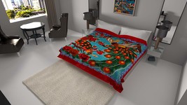 Solaron King Peacock Korean Mink Blanket - Red Border - $1,551.96 MXN