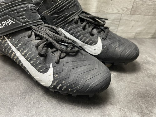 Nike Football Cleats Men 9M Alpha Menace Pro 2 Shoes Black Leather Mid Top Strap Item image 2
