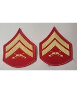 U.S. MARINE CORPS CHEVRON: CORPORAL , GOLD STRIPES ON RED PATCHES Sew On. - £4.63 GBP