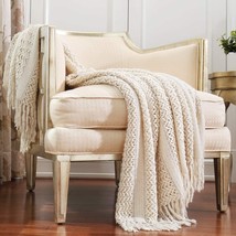 Crevent Home Decor Farmhouse Couch Sofa Chair Bed Throw, 50&#39;&#39;X60&#39;&#39; Beige / Ivory - £31.96 GBP