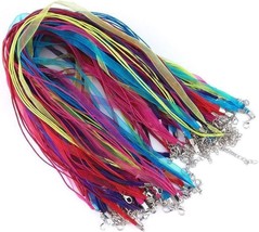 100Pcs Ribbon Necklace Cord for Pendants Mixed Color Waxed Necklace String Organ - £29.46 GBP