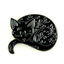 Enamel Pin Black Cat Sleeping Fashion Jewelry Accessory - £6.38 GBP