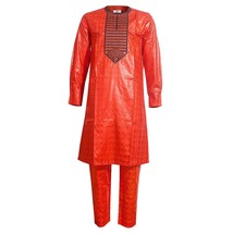 H&amp;D  Clothes for Men Dashiki Top Pant 2 Pieces Outfit Set Riche Purple Embroider - £80.68 GBP