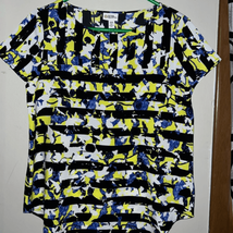 Peter Pilotto Target Yellow Geometric Floral Short Sleeve Shirt Blouse Sz M - £9.37 GBP
