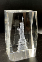 Statue of  Liberty 3D Laser Etched Crystal Paperweight New York USA Ellis Island - £16.15 GBP
