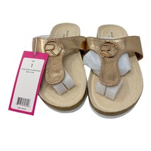 Girls sandals 1 Rampage Rose Gold Girls Flip Flop Thongs Cushioned Footb... - £17.40 GBP