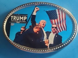 TRUMP  Shot 2024 Epoxy Belt Buckle &quot;NEVER GIVE UP!&quot;- - NEW! - $277.05 MXN