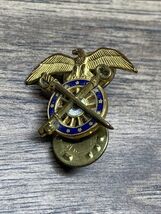 Vintage US Army Quartermaster Insignia Eagle Crossed Metal Enamel Pin KG JD - $19.79