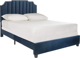 Streep Modern Navy Velvet Bed, Full, Safavieh Home. - $474.92