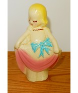 Vintage pottery planter little girl curtsying kitschy colorful figural - $34.19 CAD