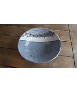 Vintage Outsider ART Signed BLUE Pottery Bowl 11.5 x 4.5 inches - £79.14 GBP