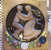 Jie Gantofta-Relief Wall Tile-Dancing Boy &amp; Girl-Hand painted-Sweden - £8.26 GBP