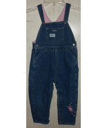 BABY GIRLS OSHKOSH FLEECE LINED DISTRESSED BLUE JEAN OVERALLS  SIZE 36 M... - £18.48 GBP