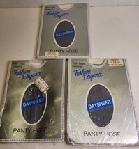 3PAIR VNTG FASHION ELEGANCE DAYSHEER PANTY HOSE SANDALFOOT 100-150 SILVE... - $21.55