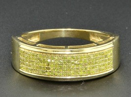 Yellow Diamond Engagement Wedding Band Mens 10K Yellow Gold Fn Pinky Ring 1 3 Ct - £52.50 GBP
