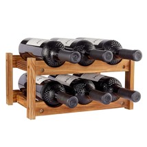 Wine Rack 6 Bottle 2-Tier Wood Wine Storage Easy-Assembly Space-Saving For Wine  - £19.15 GBP