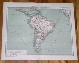 1906 Original Antique Political Map Of South America / Peru Argentina Brazil - £14.36 GBP