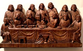 20th Century Last Supper Oak Wood Folk Art Carving - £2,797.70 GBP