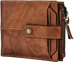 Brown Genuine Hunter Leather Wallet for Men with ATM Card Wallet Men&#39;s Wallet Pu - £27.30 GBP