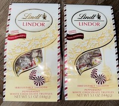 Lindt ~ 2-Bags White Peppermint Chocolate Lindor Truffles 5.1 oz ~ 7/31/... - $17.81
