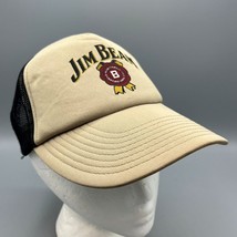 Vintage Jim Beam Bourbon Whiskey H3 Snapback Trucker Hat Tan Black Mesh ... - $24.74