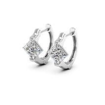 1Ct Princess Cut Simulated Diamond Hoop Huggies Earrings 14K White Gold Silver - £42.17 GBP