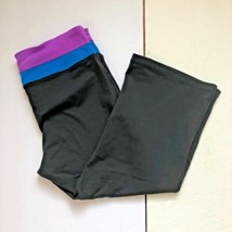 Tek Gear Womens Sz M Dark Gray Blue Purple Capri Workout Athletic Pants - £7.01 GBP