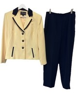 Sag Harbor 2 Piece Pant Suit Yellow &amp; Navy Blue Elastic Waist Size 6P - $39.57