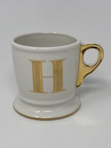 Anthropologie Gold Letter &quot;H&quot; Initial Monogram Shaving Coffee Mug Tea Cup  - £12.65 GBP