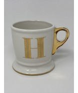 Anthropologie Gold Letter &quot;H&quot; Initial Monogram Shaving Coffee Mug Tea Cup  - £12.54 GBP